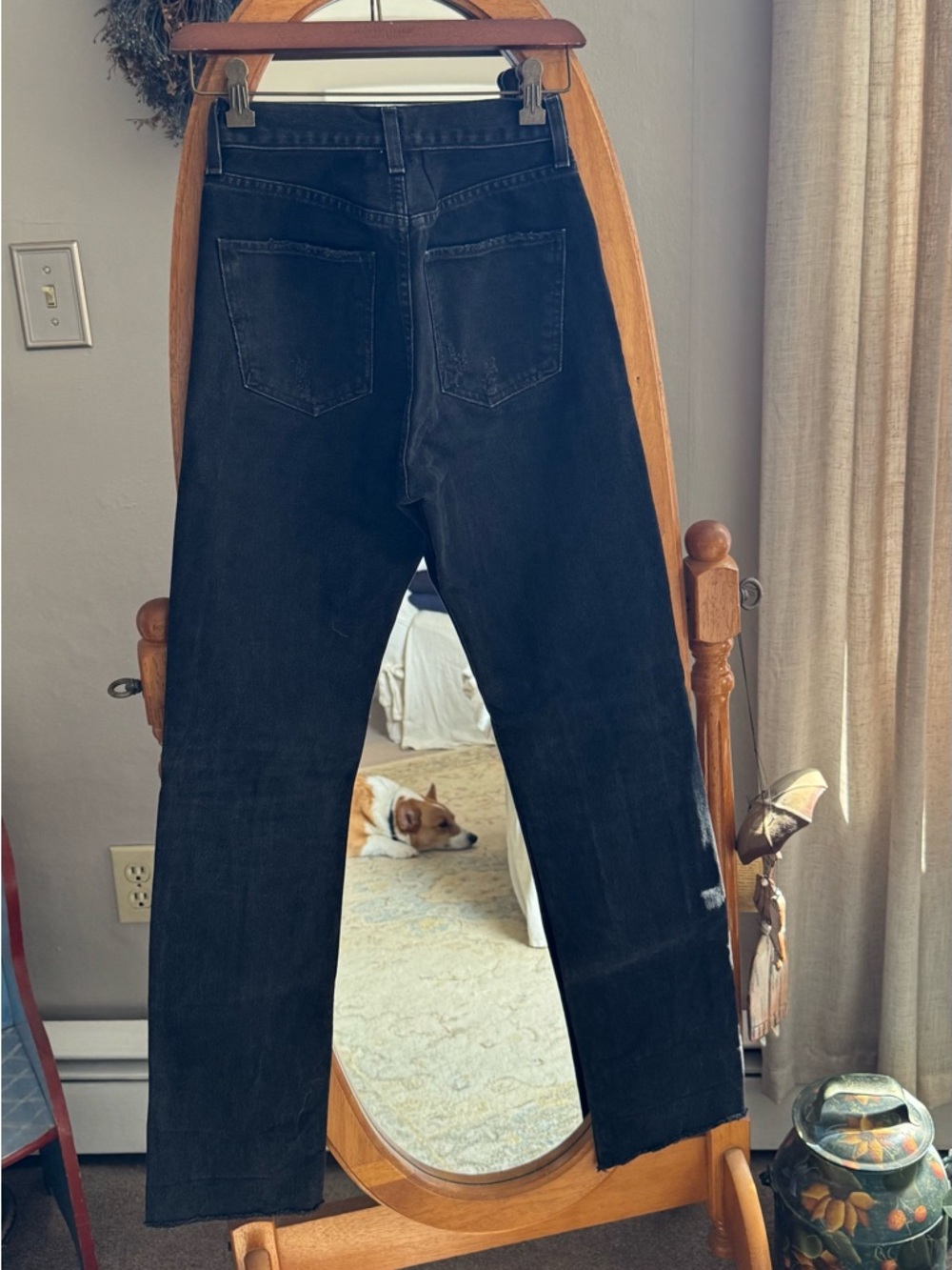 Agolde Black Slim Straight Distressed Jeans - Picture 3 of 7